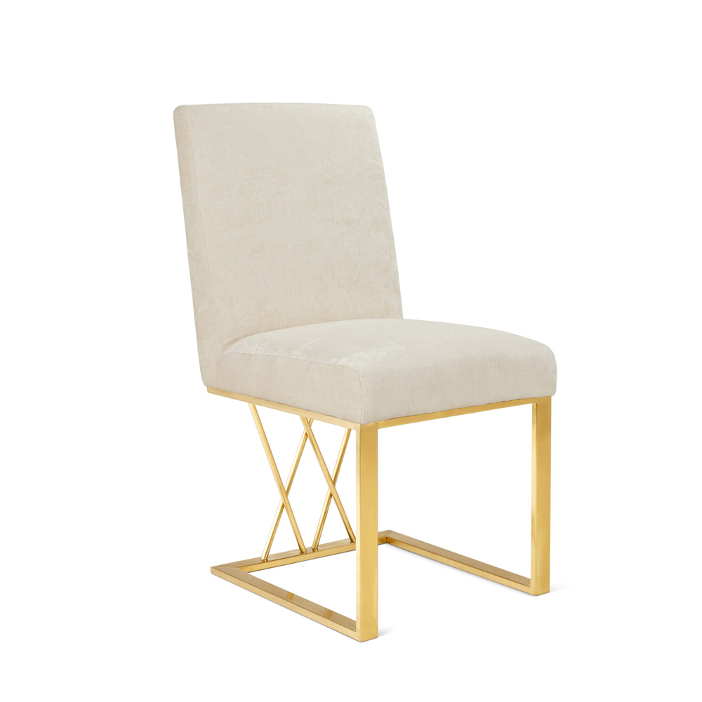 Martini Gold Dining Chair: Ivory Linen